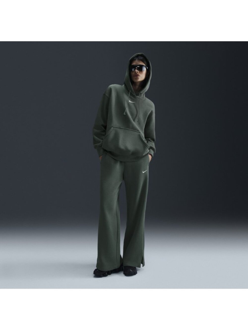 Women's Nike Sportswear Phoenix Fleece Hoodie Small Vintage Green/Sail - Picture 5 of 5